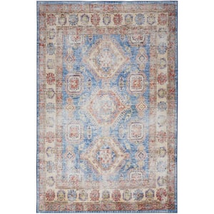 Fulton Blue Ivory Doormat 2 ft. x 3 ft. Medallion Traditional Area Rug