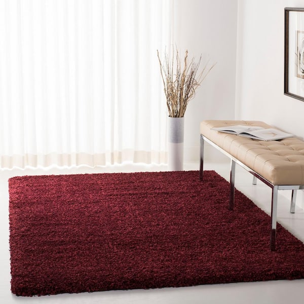 California Shag Maroon 5 ft. x 8 ft. Solid Area Rug