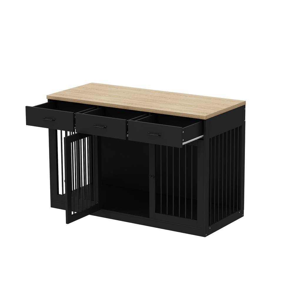 FUFU&GAGA Modern Large Dog Crate with 3-Drawers, Wooden Dog House Dog ... - Big Dog Crate Homes With Storage And Budget Cabin Kits