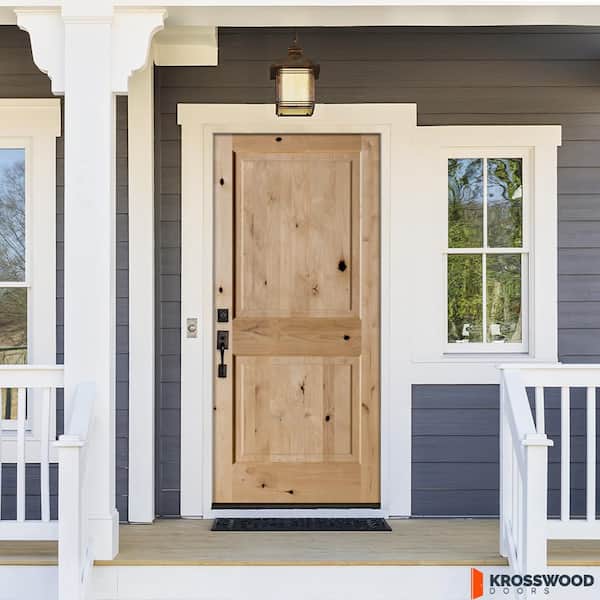 32in.x80in. Rustic Knotty Alder Sq. Top Right-Hand Unfinished Wood Assembly Required Front Door Kit w/QuickAssembleJamb