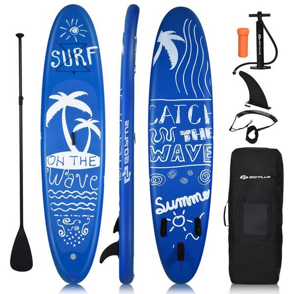 Costway 132 in. Inflatable Stand Up Paddle Board with Carry Bag Adjustable Paddle Adult Youth
