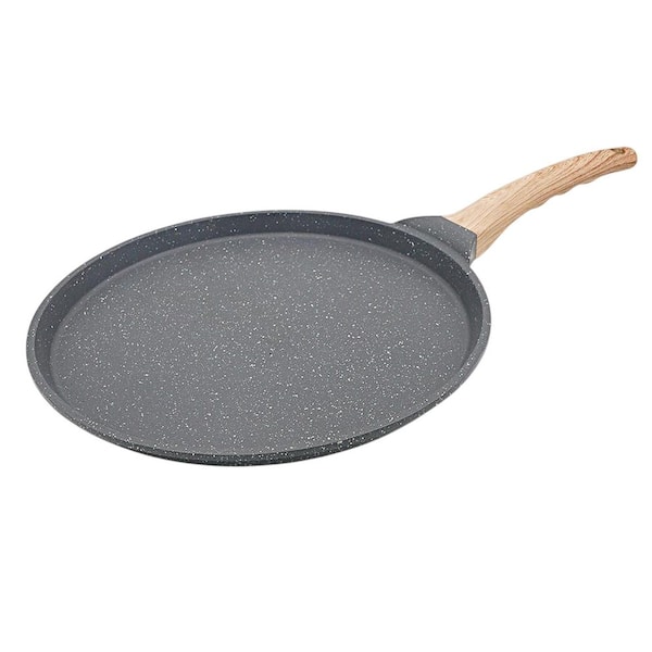 Crepe Pan Nonstick with Anti-Scald Handle, Multipurpose Griddle for Pancakes, Roti, Dosa + Batter Spreader