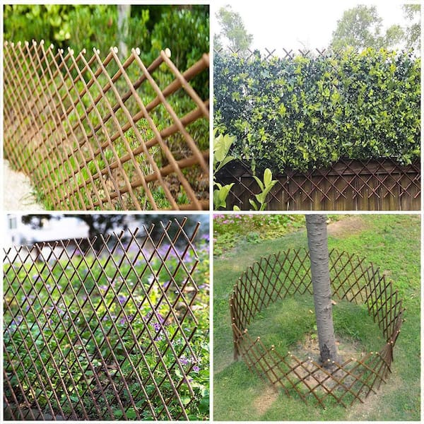 92" L x 36" H Expandable Willow Trellis Wood, Natural Garden Fence for Climbing Plants & Vine Support