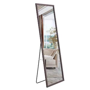 22.8 in. W x 65 in. H Rectangle Grain Solid Wood Frame Gray Full-Length Mirror