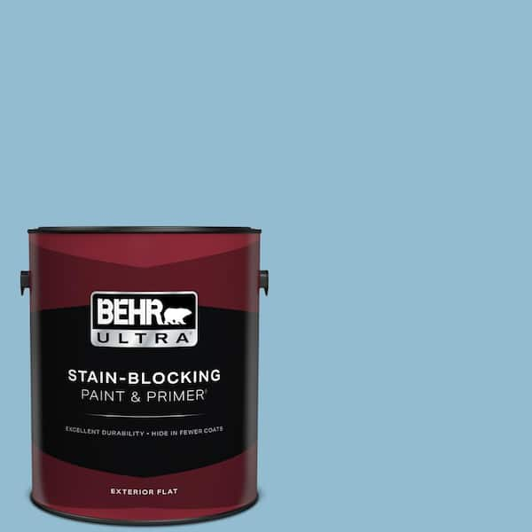 BEHR ULTRA 1 gal. #S490-3 Reef Blue Flat Exterior Paint & Primer