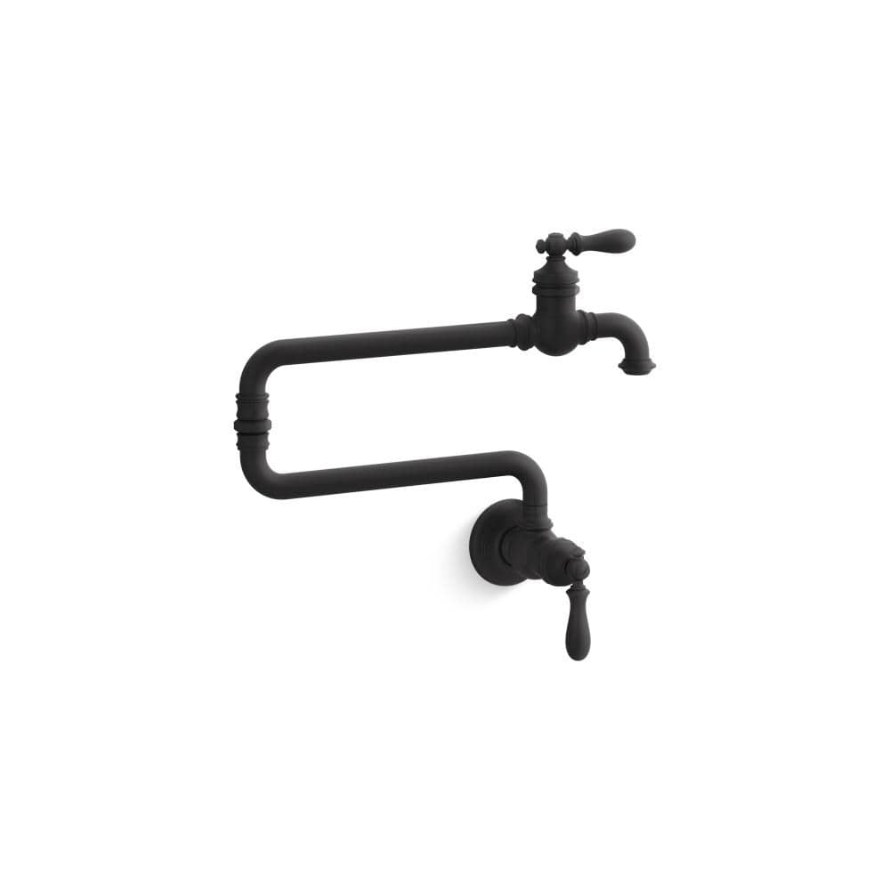 KOHLER Artifacts Wall Mount Pot Filler in Matte Black 99270BL The