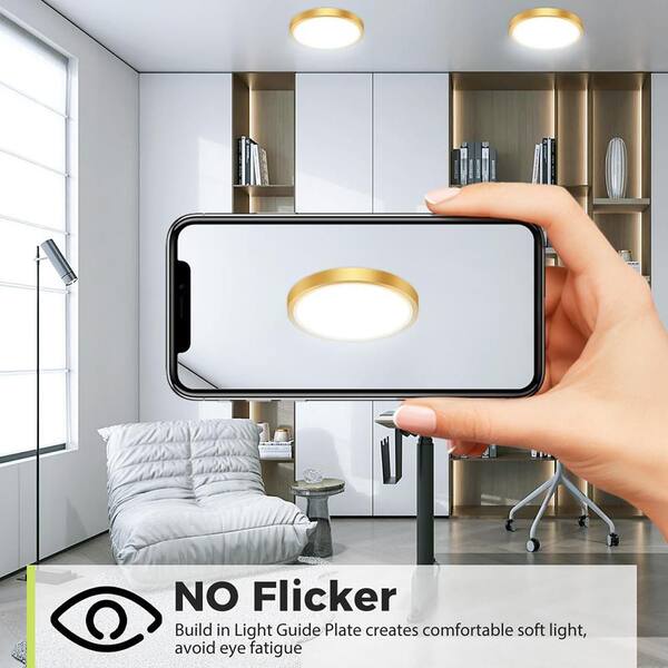 トランプ ムーンライト 7.5 in. 1-Light Gold Integrated LED Flush Mount (2-Pack) Lamp-1159