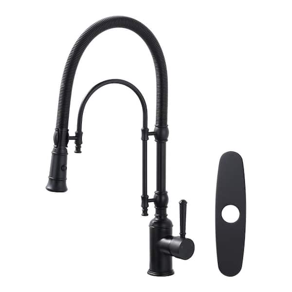 AVITAS Single Handle Pull Down Sprayer Kitchen Faucet Solid Brass in Matte Black