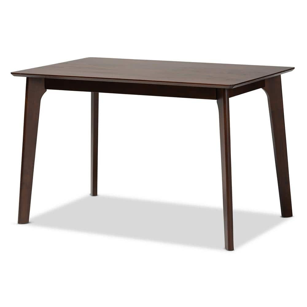 Baxton Studio Seneca 47.2 in. Rectangle Dark Brown Wood Top Dining