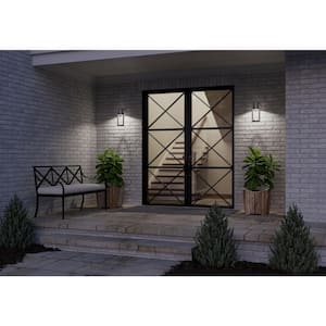 Z-1030 LED Collection 1-Light Metallic Gray Clear Glass Modern Outdoor Small Wall Lantern Light