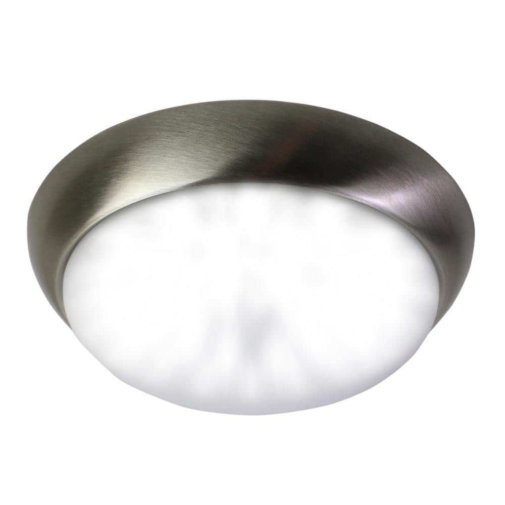 13 in. 180-Watts Transitional Brushed Nickel Integrated LED Flush Mount with Frosted Glass Shade price history on PriceWatchPro