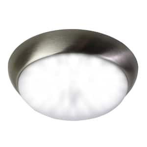 13 in. 180-Watts Transitional Brushed Nickel Integrated LED Flush Mount with Frosted Glass Shade