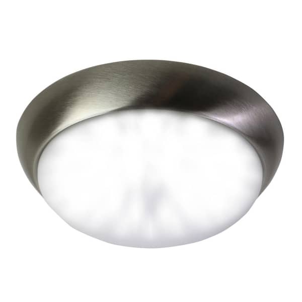 Luminosa 13 in. 180-Watts Transitional Brushed Nickel Integrated LED Flush Mount with Frosted Glass Shade