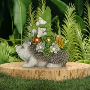 Solar Powered Decorative Light, Hedgehog Elf Resin Decorative Light, Garden, Lawn, Patio, Yard Decoration.