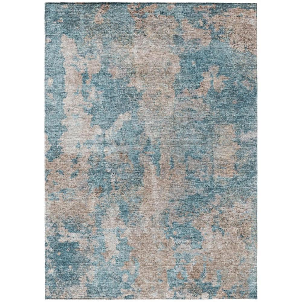 Teal and Taupe 8 ft. x 10 ft. Woven Abstract Rectangle Indoor/Outdoor Area Rug price history on PriceWatchPro