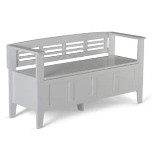 Adams Solid Wood 48 in. Wide Contemporary Entryway Storage Bench in White
