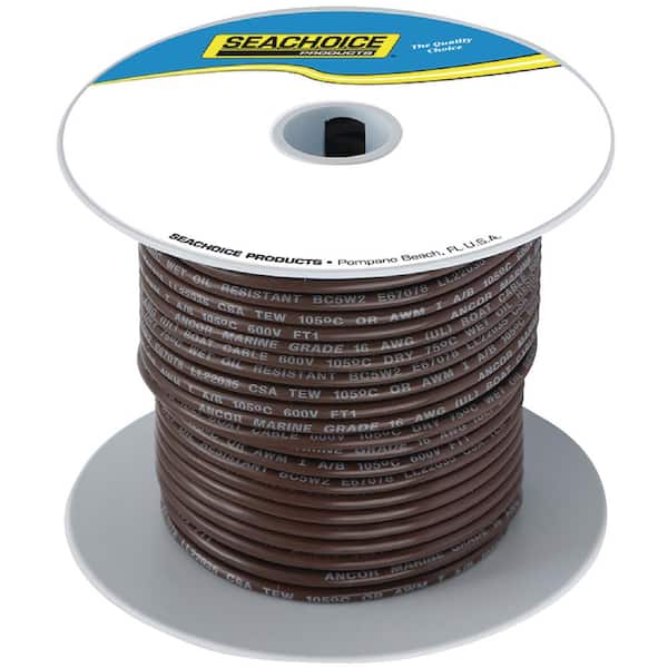 Tinned Copper Marine Wire, 16 AWG, Brown, 100 ft.