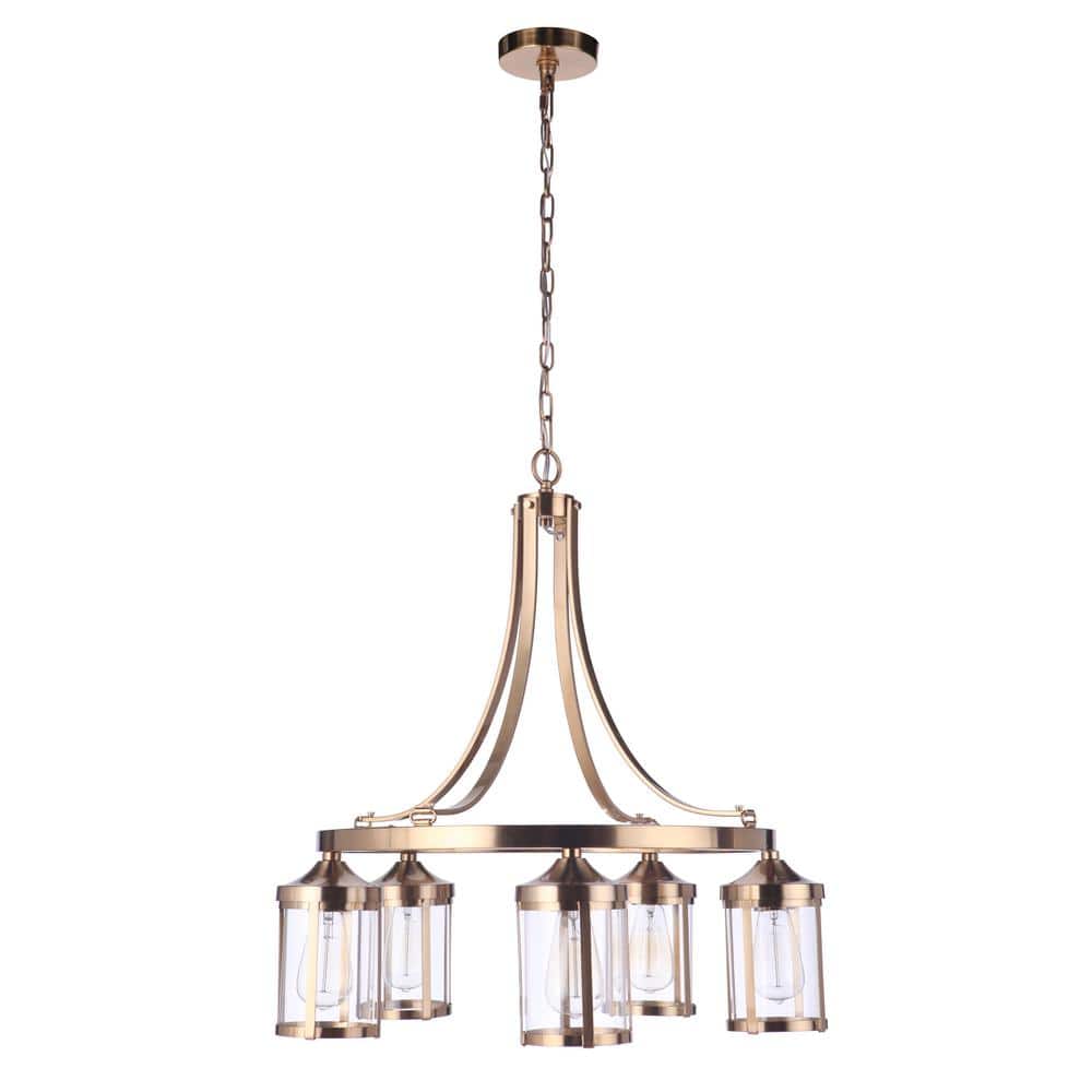 Elliot 5-Light Satin Brass Finish with Clear Glass Transitional Chandelier for Kitchen/Dining/Foyer No Bulb Included price history on PriceWatchPro