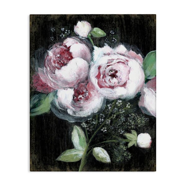 Stupell Industries Moody Roses on Black by Janet Tava Unframed Nature Graphic Art Print 40 in. x 30 in.