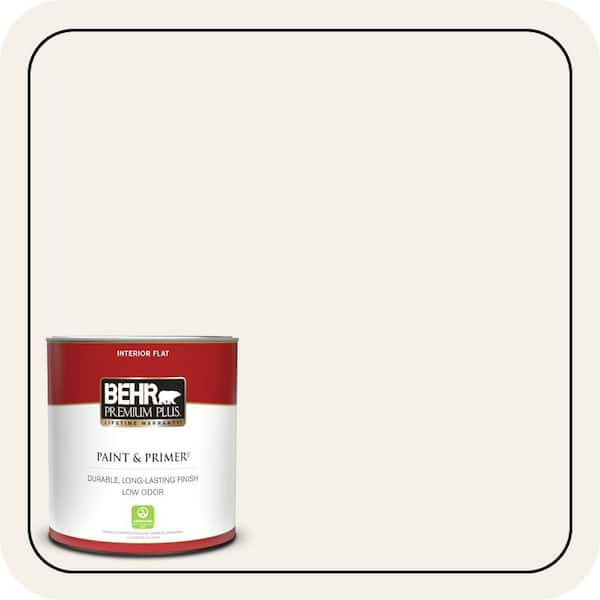 BEHR PREMIUM PLUS 1 qt. #T16-17 Ivory Keys Flat Low Odor Interior Paint & Primer