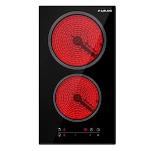 12 in. Radiant Electric Cooktop Ceramic Glass Smooth in Black with 2-Elements