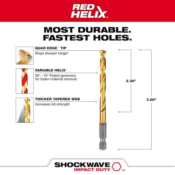 SHOCKWAVE 1/4 in. Titanium Twist Drill Bit SHOCKWAVE 1/4 in. Titanium Twist Drill Bit