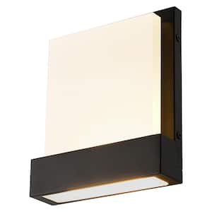 Everett 5.75 in. Wide Black Modern Bathroom Light with Frosted Shade, No Bulb Included