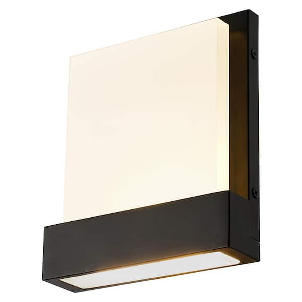 Kira Home Everett 5.75 in. Wide Black Modern Bathroom Light with Frosted Shade, No Bulb Included