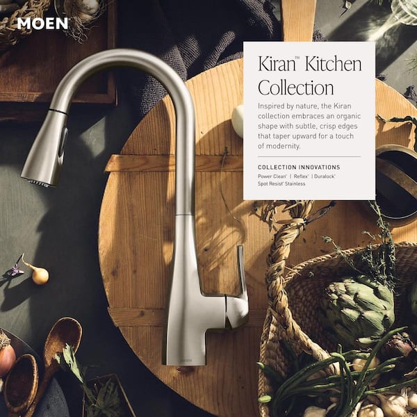 MOEN Kiran Bronzed Gold 17 in. H Pull Down Sprayer Kitchen Faucet
