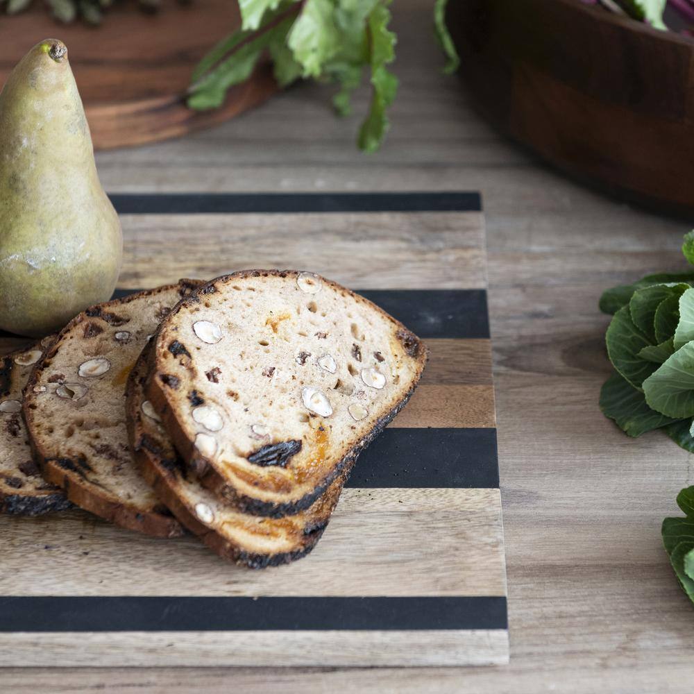 Natural and Black Mango Wood Rectangular Cheese and Cutting Board