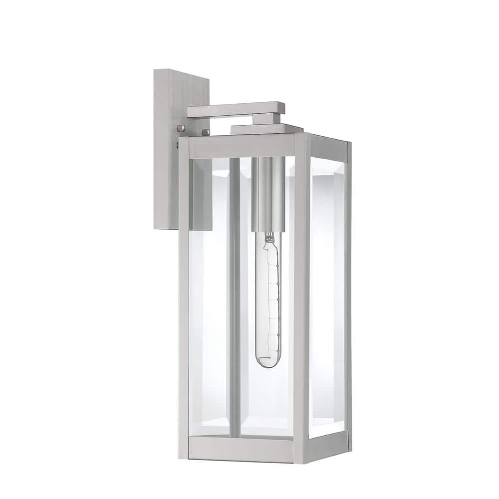 17" Stainless Steel Dimmable Outdoor Lantern with Clear Glass