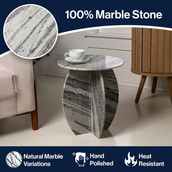 JONATHAN Y Venus 15 in. Gray/Black Contemporary Natural Marble