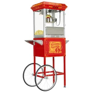8oz Premium Red Silver Popcorn Popper Machine Maker Cart