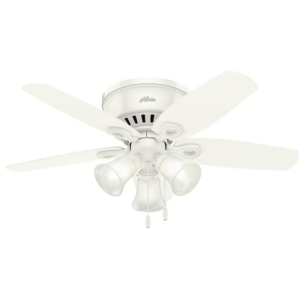 Builder 42 in. Snow White Low Profile Indoor Ceiling Fan with LED Light Kit and Pull Chain