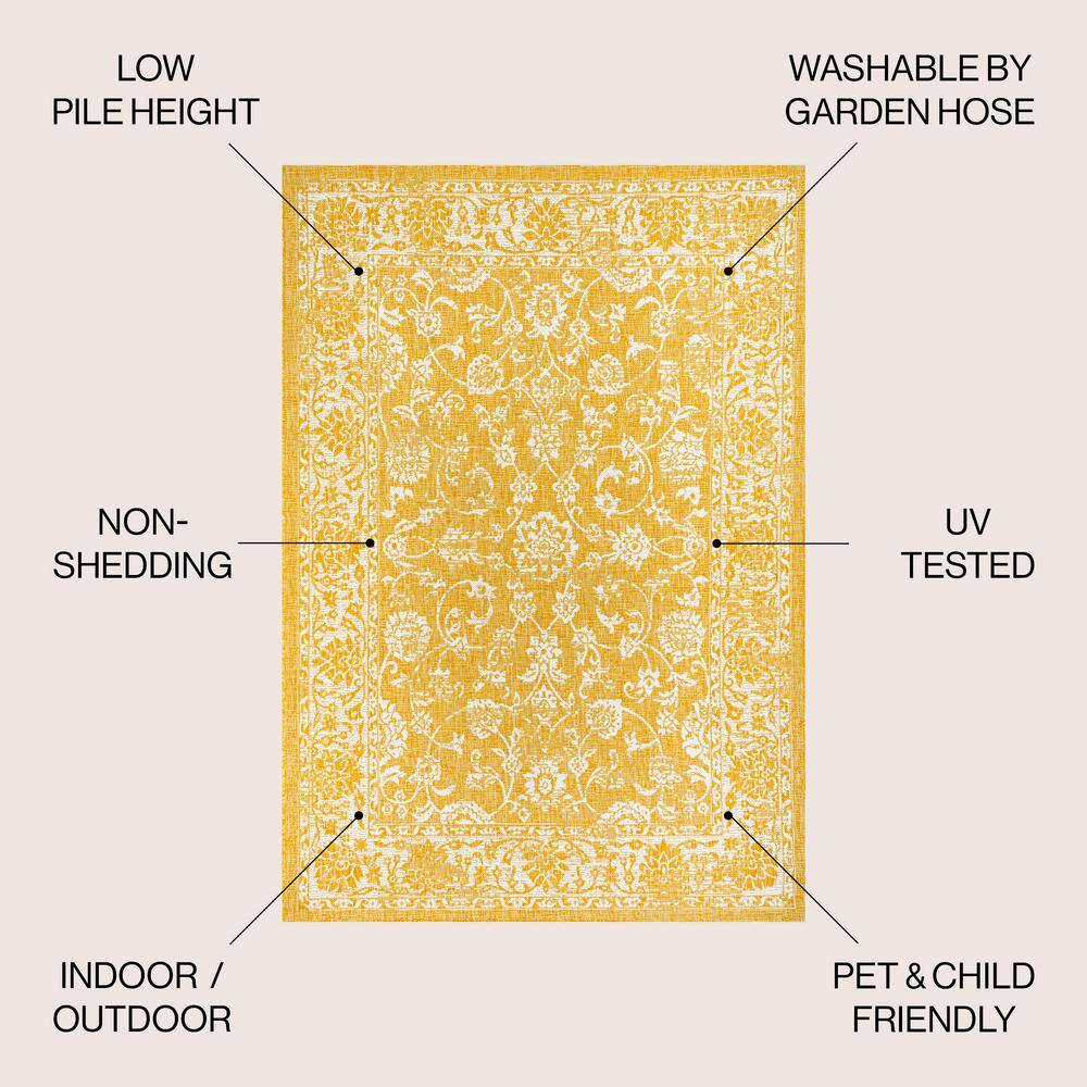 Bohemian Red Floral Flatweave Synthetic Indoor/Outdoor Rug 5' x 8'