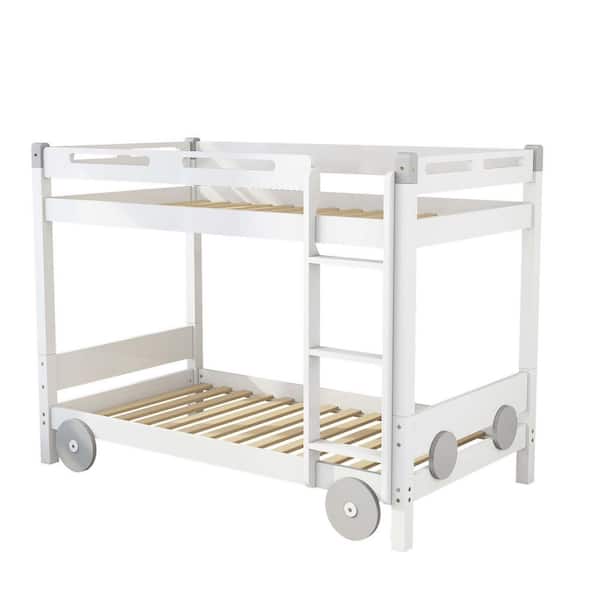 wetiny White Twin Bunk Bed