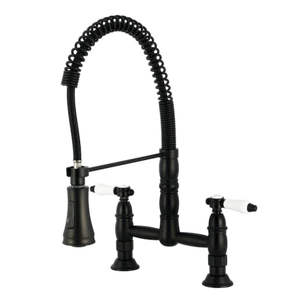 Bel-Air 18.75 in. H 2-Handle Deck Mount Standard Kitchen Faucet in Matte Black