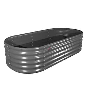 8 ft. x 4 ft. x 1.5 ft. Outdoor Gray Oval Alloy Steel Quartz Galvanized Raised Planter Bed Boxes