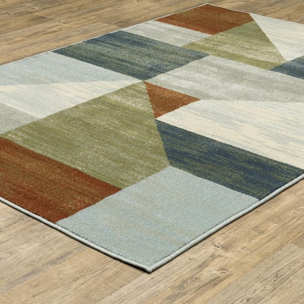 Brixworth Beige/Multi-Colored 7 ft. x 9 ft. Distressed Geometric Polypropylene Indoor Area Rug
