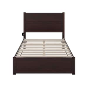 NoHo Espresso Full Solid Wood Platform Bed with Footboard