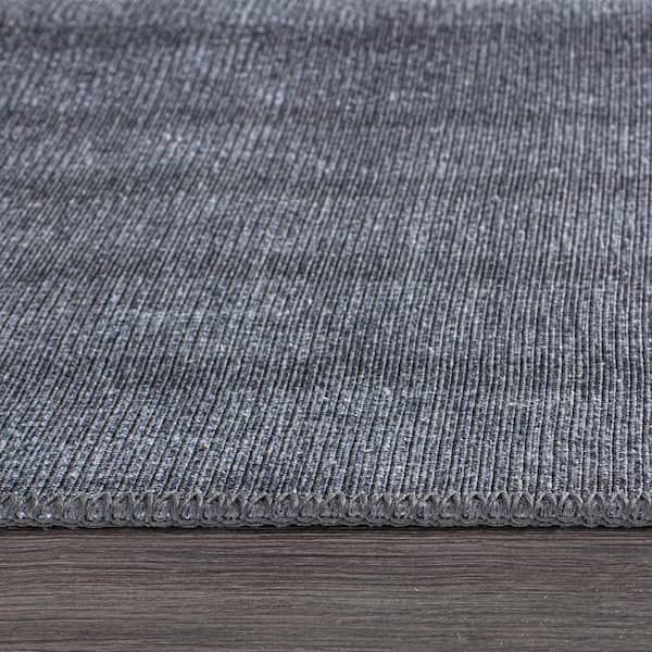Dark Gray 2 ft. 1 in. x 3 ft. Contemporary Lines Machine WashableArea Rug