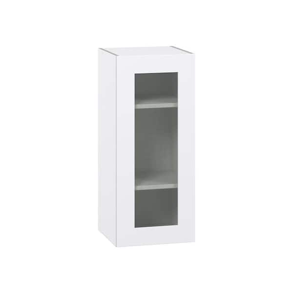 J COLLECTION Roseland 15 in. W x 14 in. D x 35 in. H Assembled Shaker Glass Door Specialty Wall Kitchen Cabinet in Warm White