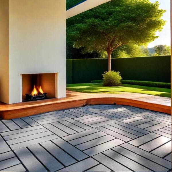 Tidoin Outdoor 1 ft. x 1 ft. Composite Interlocking Tile Deck Tile in Gray(27 Per Box)