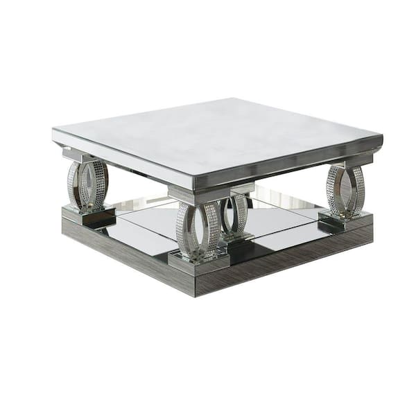 Trimied Modern Coffee Table with Storage in Black Center Table with  Stainless Steel Base