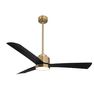 Everlea 52 in. Indoor/Outdoor Brushed Gold Modern Ceiling Fan with Color Changing LED and Remote Control