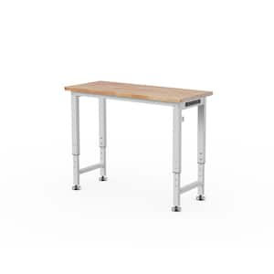 48 in. W x 20 in. D Adjustable Height Wood Top Workbench Table in White