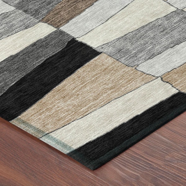 Chantille Machine Washable Indoor/Outdoor Abstract ACN2836 Black 9 ft. x 12 ft. Area Rug