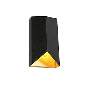 Milorgany 1-Light Antique Gold Leaf Wall Sconce with Textured Black Metal Shade