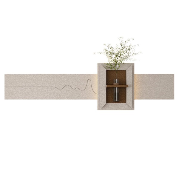 Avex 1-piece Sandstone Unframed with LED Light and Simulated Green Plants Abstract Wall Art 13 in. x 47.24 in.