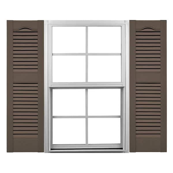 Ekena Millwork TailorMade 12 in. W x 40 in. H Louvered Vinyl Shutters Pair in French Roast